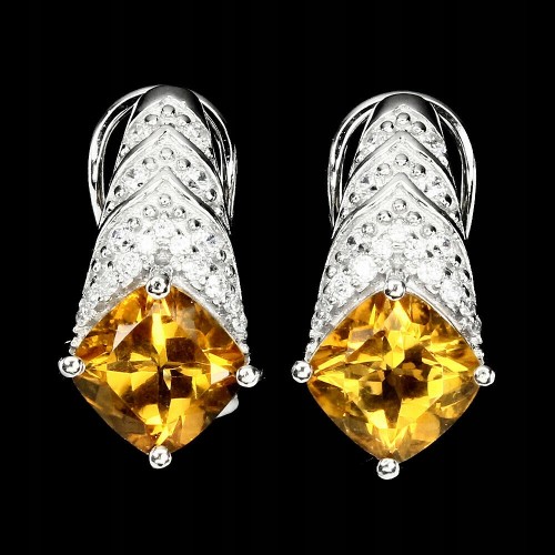 Silberne natürliche Citrin Ohrringe 925 10 1