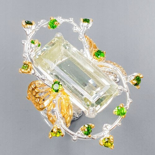 Ring natürlicher grüner Amethyst Größe 16 Diopside