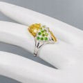 Silberring natürliche Diopside 925 Größe 15