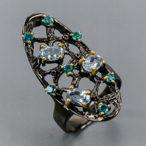 Silberring Topas blaue Zirkonia Größe 15 925