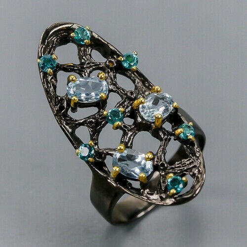 Silberring Topas blaue Zirkonia Größe 15 925