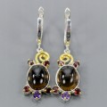 Silberohrringe natürlicher Rauchquarz Amethyste 1