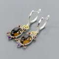 Silberohrringe natürlicher Rauchquarz Amethyste 1
