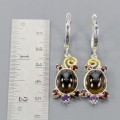 Silberohrringe natürlicher Rauchquarz Amethyste 1