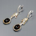 Silver earrings natural smoky quartz garnet 1
