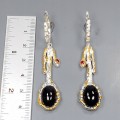Silver earrings natural smoky quartz garnet 1