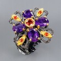 Ring 925 natürliche Amethyste Granate Größe 13