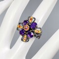 Ring 925 natürliche Amethyste Granate Größe 13