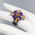 Ring 925 natürliche Amethyste Granate Größe 13