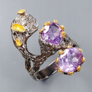 Ring Natursilber Amethyste Größe 17 schön3