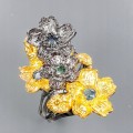 Ring natürliche Saphire blaue Blumen Größe 13