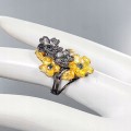 Ring natürliche Saphire blaue Blumen Größe 13