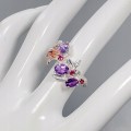 Ring 925 natürliche Amethyste Granate Größe 15 2