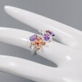 Ring 925 natürliche Amethyste Granate Größe 15 2