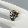 Ring Natur Topas Granaten Blumen Größe 15,5