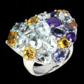 Ring 925 Tansanit Aquamarin Citrin Größe 13,5