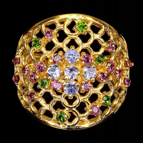 Silberring 925 Tansanit Diopsid Größe 16 2