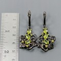 Silberohrringe natürliche Olivin Zirkonia 925 1