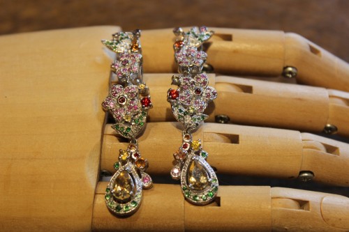 Silberohrringe Saphire Citrin Diopside 2