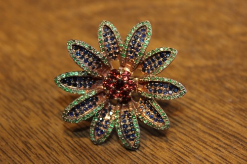 Ring Saphire Tsavorite Granate Größe 14,5