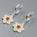 Ohrringe natürliche Feueropale orange Blume 2