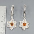 Ohrringe natürliche Feueropale orange Blume 2