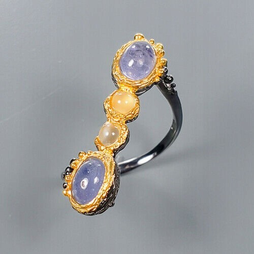 Ring Mondstein Tansanit 925 Größe 12