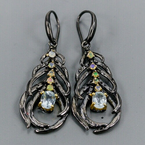 Silberohrringe natürliche Feueropale Topas 2