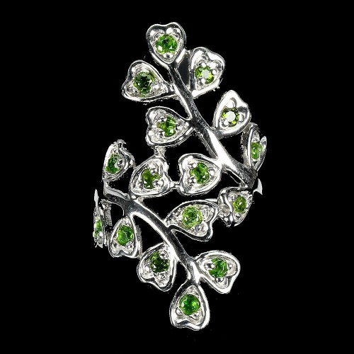 Ring natürliche Diopside Größe 17 Silber 3