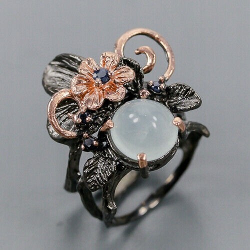 Ring natürlicher Aquamarin Saphir Größe 13 Blume