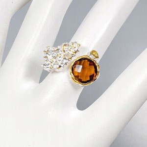 Natürlicher Cognac Quarz Ring Größe 19 Vintage