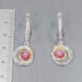 Natürliche Sternrubine Ohrringe 925 Silber 2
