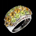 Ring Sterlingsilber Peridot Größe 16 Citrin Saphire