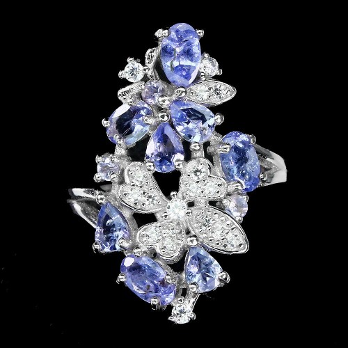 Ring Größe 11,5 natürlicher 925 Silber Tansanit