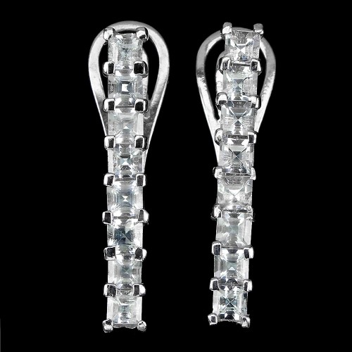 3 zarte Aquamarin Ohrringe aus natürlichem Silber