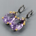 Künstlerische Ohrringe Amethyste Saphire Zertifikat 3