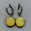 Künstlerische Feueropal Topas Ohrringe 925 3