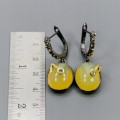 Künstlerische Feueropal Topas Ohrringe 925 3