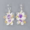 Künstlerische Ohrringe mit Zirkonia natürlichen Amethysten 3