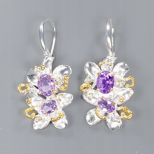 Künstlerische Ohrringe mit Zirkonia natürlichen Amethysten 3
