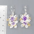 Künstlerische Ohrringe mit Zirkonia natürlichen Amethysten 3