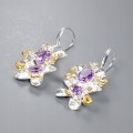 Künstlerische Ohrringe mit Zirkonia natürlichen Amethysten 3