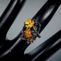 Künstlerischer Opal Ring Granate Größe 16,5 Blumen