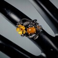 Künstlerischer Opal Ring Granate Größe 16,5 Blumen
