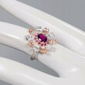 Kunst Ring Granaten Rhodolite Blume Größe 15