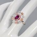 Kunst Ring Granaten Rhodolite Blume Größe 15