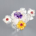 Kunst Ring Amethyst Granaten Blume Größe 13
