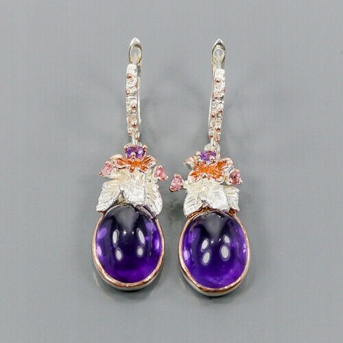 Künstlerische Ohrringe natürliche Amethyste Blumen 3