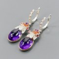 Künstlerische Ohrringe natürliche Amethyste Blumen 3