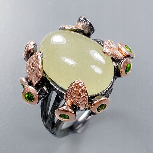 Künstlerischer Diopsid Aquamarin Ring Größe 13